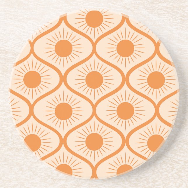 Abstrakt Orange Sol på Mid Century Ogee Underlägg (Framsidan)