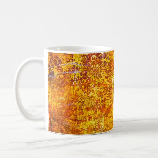 Abstrakt orange struktur betongvägg,  kaffemugg (Vänster)