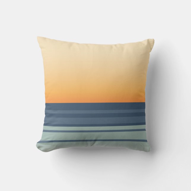 Abstrakt Orange Sunset and Ocean Kudde (Framsida)