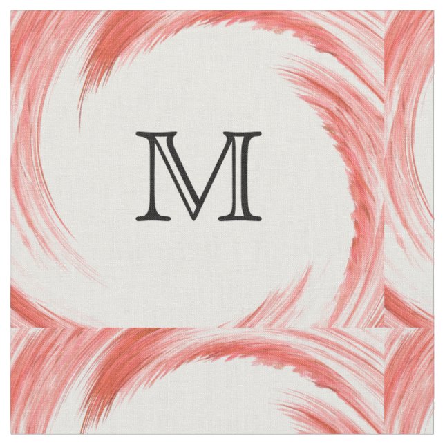 Abstrakt Orange Swirl Monogram Tyg (Närbild)