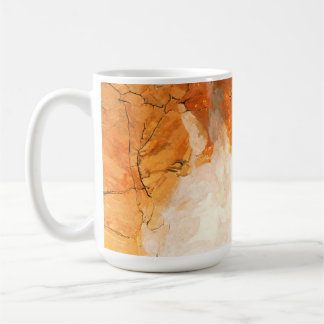Abstrakt orange teal akvarell konst mugg
