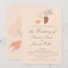 Abstrakt Organic Geometrical Earthy Shapes Bröllop Inbjudningar