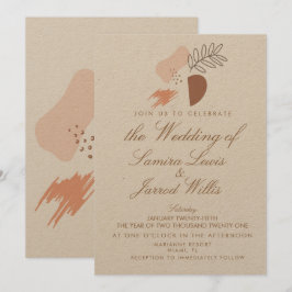 Abstrakt Organic Geometrical Shapes Bröllop Kraft Inbjudningar