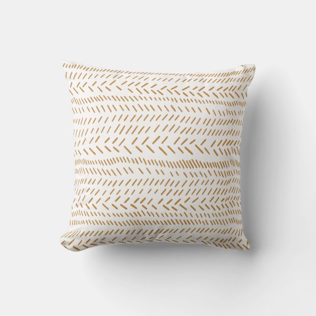 Abstrakt Organic Linjer Art i Boho Guld Kudde (Framsida)