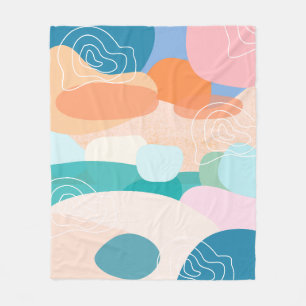 Abstrakt Organic Shapes Sunset Färg Palette Fleecefilt