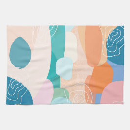 Abstrakt Organic Shapes Sunset Färg Palette Kökshandduk