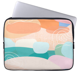 Abstrakt Organic Shapes Sunset Färg Palette Laptop Fodral