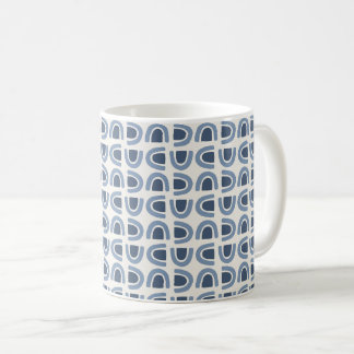 Abstrakt Organisk Båge Mosaik Blått Mönster Kaffemugg