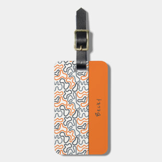 Abstrakt Organisk Linje Vit Orange Passion Bagagebricka