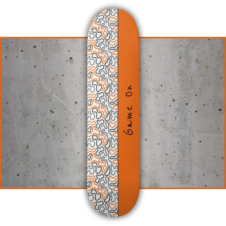Abstrakt Organisk Linje Vit Orange Passion Mini Skateboard Bräda 18,5 Cm