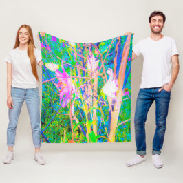 Abstrakt Oriental Lilies in My Rubio Garden Fleecefilt