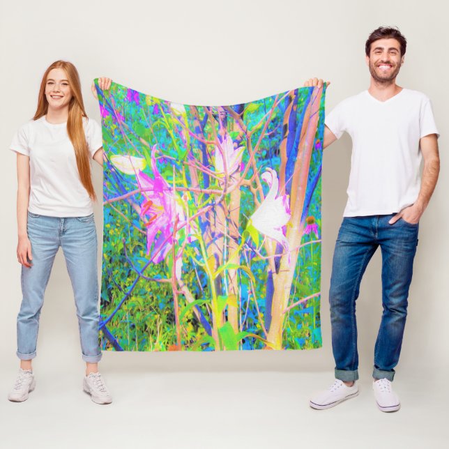 Abstrakt Oriental Lilies in My Rubio Garden Fleecefilt (På plats)