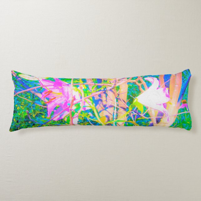 Abstrakt Oriental Lilies in My Rubio Garden Kroppskudde (Framsidan)