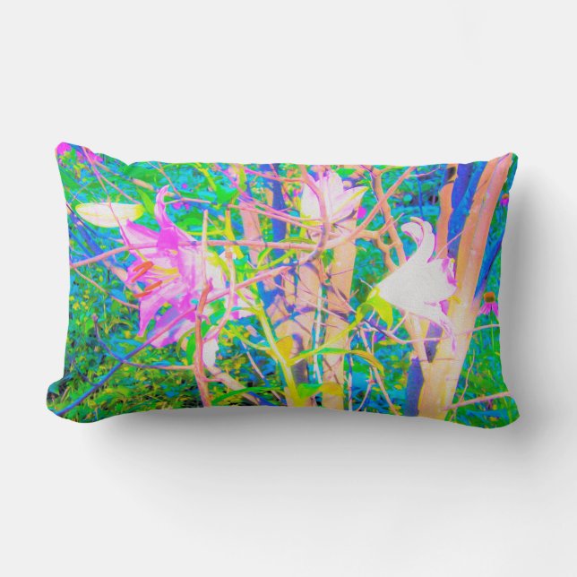 Abstrakt Oriental Lilies in My Rubio Garden Lumbarkudde (Framsida)