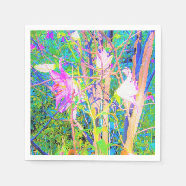 Abstrakt Oriental Lilies in My Rubio Garden Pappersservett (Framsidan)