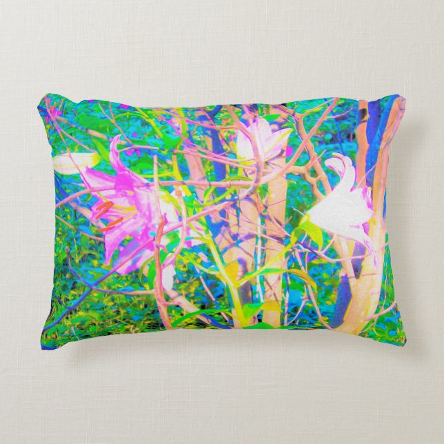 Abstrakt Oriental Lilies in My Rubio Garden Prydnadskudde (Framsidan)