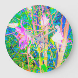 Abstrakt Oriental Lilies in My Rubio Garden Stor Klocka