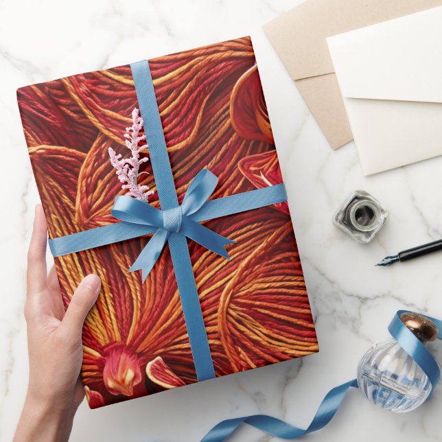 Abstrakt orkidé eld röd tråd inslagspapper presentpapper (Gifting)