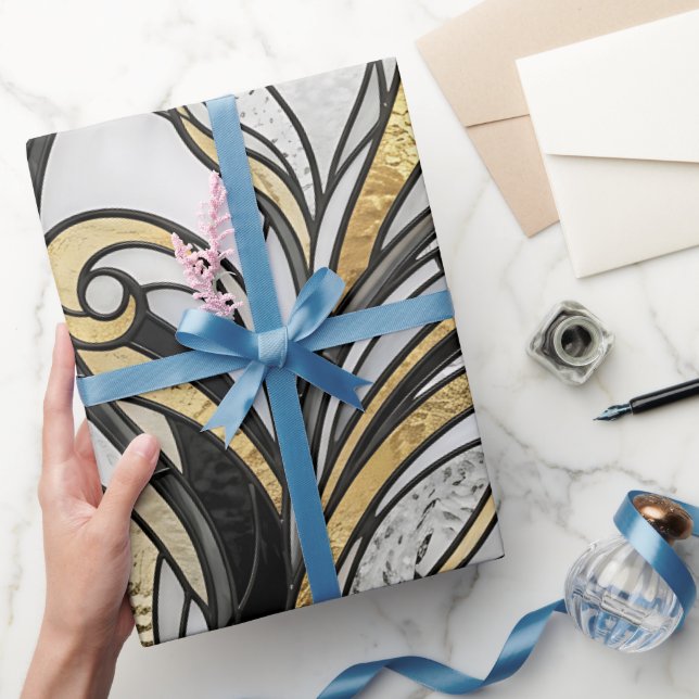 Abstrakt orkidé guld monokromt inslagspapper presentpapper (Gifting)