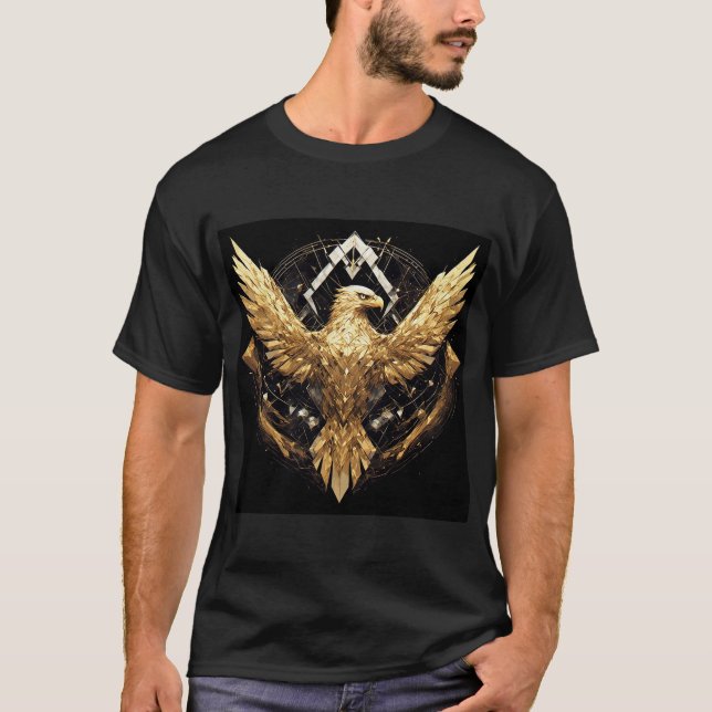 Abstrakt Örn Utsträckande Vingar T Shirt (Framsida)