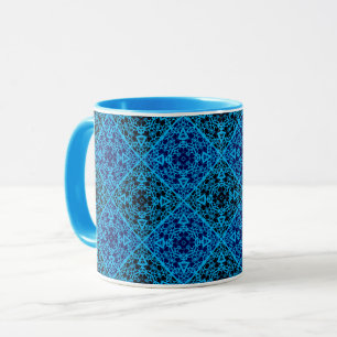 Abstrakt ornamental dekorativ dekoration blå svart mugg