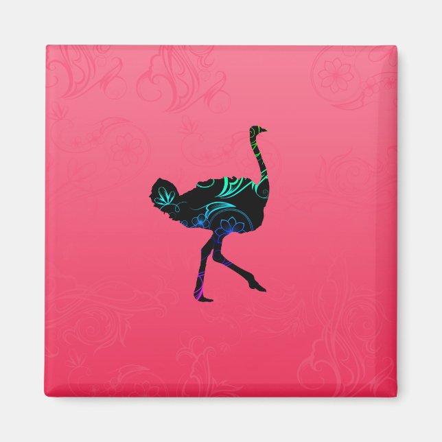 Abstrakt Ostrich Magnet (Framsidan)