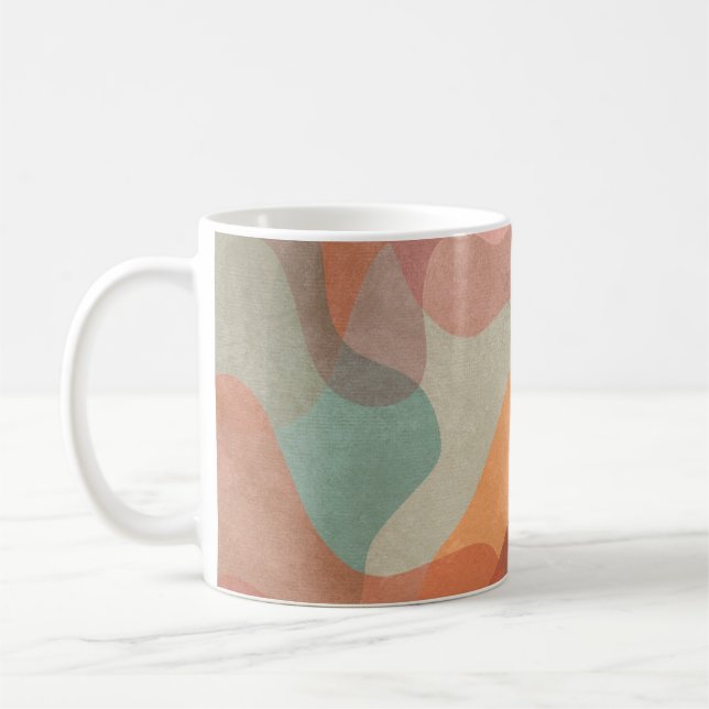 Abstrakt överlappande pastellblobbar bakgrund kaffemugg (Vänster)