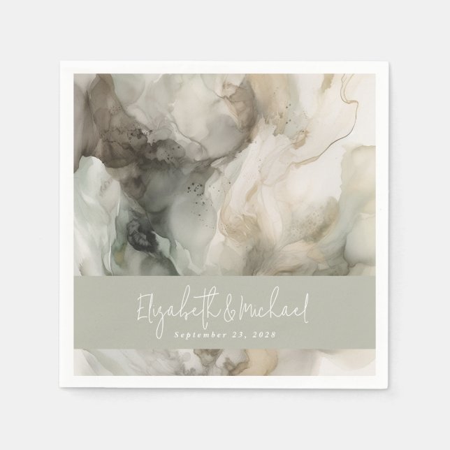 Abstrakt Paediatric Sage Grönt Bröllop Pappersservett (Framsidan)