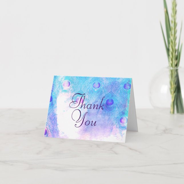 Abstrakt Påfågel, Akvarell Tack-kort Tack Kort (Framsida)