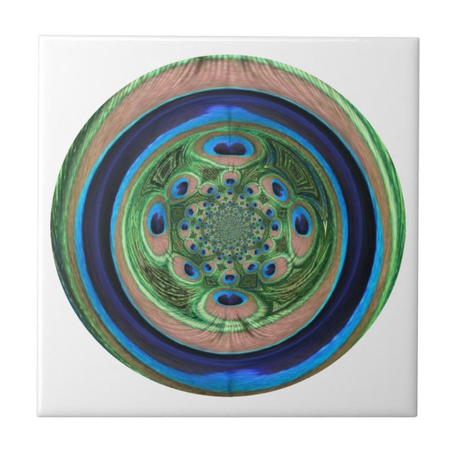 Abstrakt påfågel kakelplatta (Framsidan)