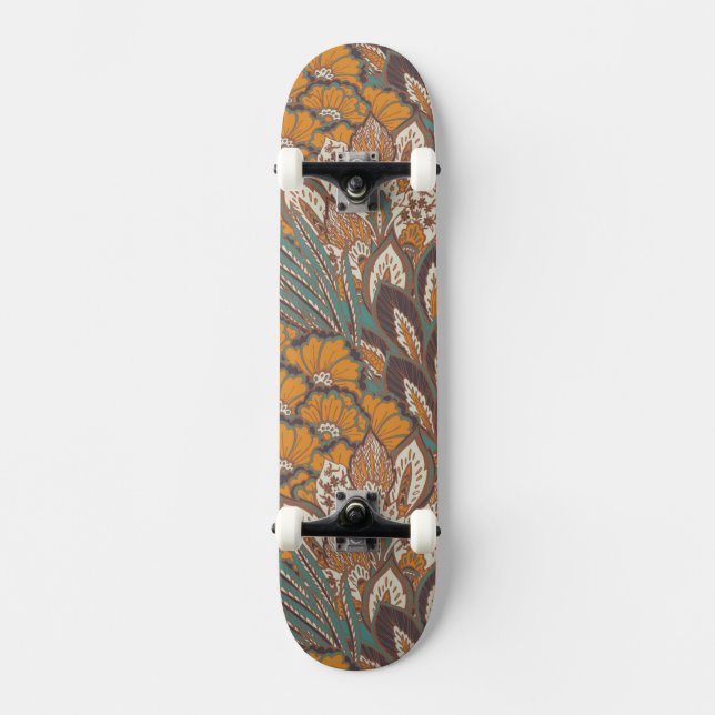 Abstrakt påfågelfjädermönster mini skateboard bräda 18,7 cm (Framsida)