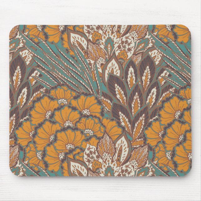 Abstrakt påfågelfjädermönster musmatta (Framsidan)