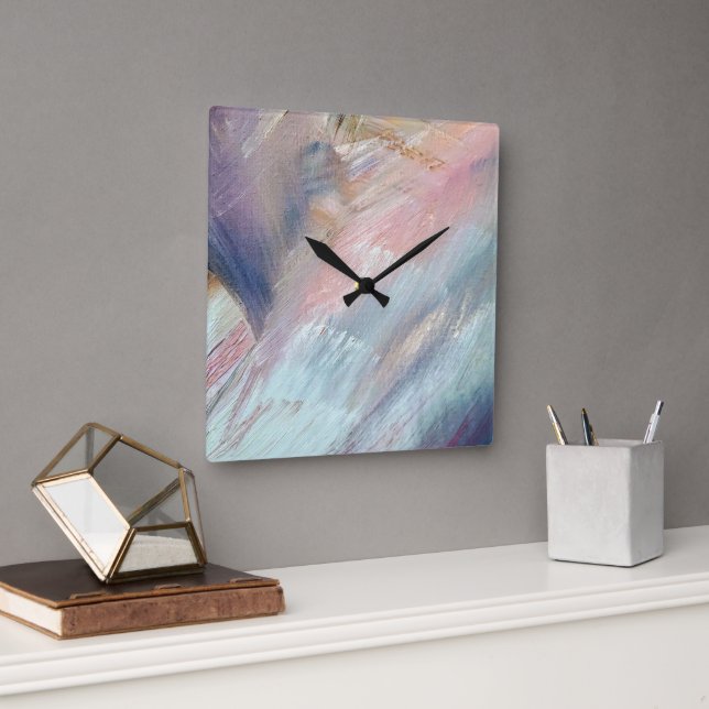 Abstrakt Paint Mönster Fyrkantig Klocka (Kontor)