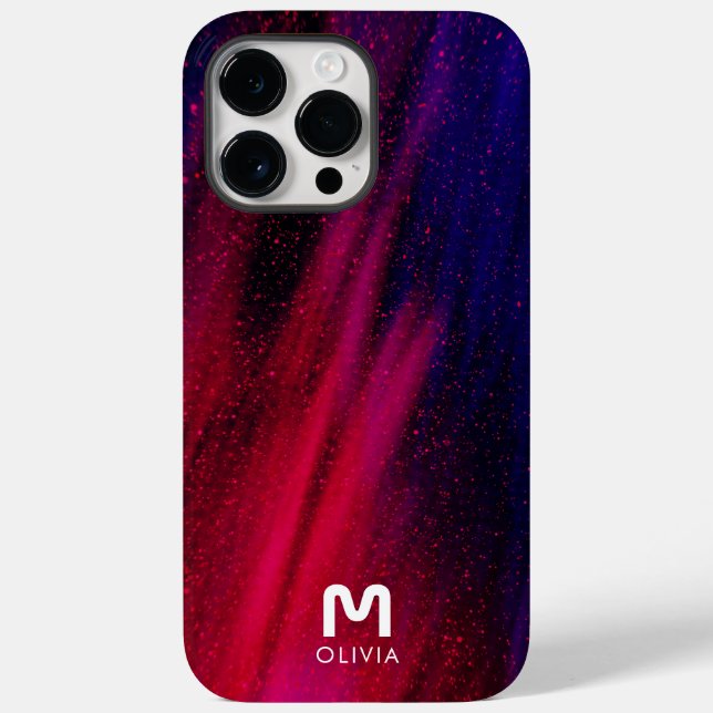 Abstrakt Paint Neon Red Blue Anpassningsbar Monogr (Baksida)