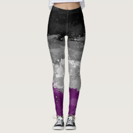 Abstrakt Paint Splatter Asexuellt Pride Flagga Mön Leggings