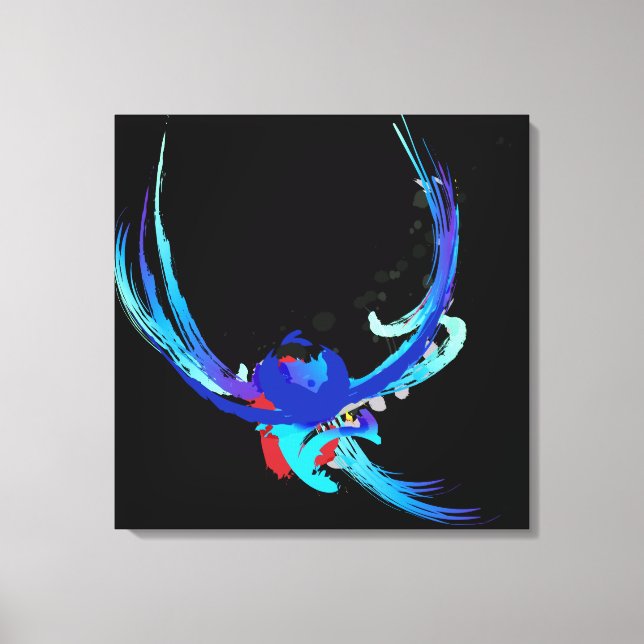 Abstrakt Paint Splatter Bird in Flight Canvastryck (Framsida)