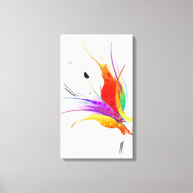 Abstrakt Paint Splatter Bird of Paradise Canvastryck (Framsida)