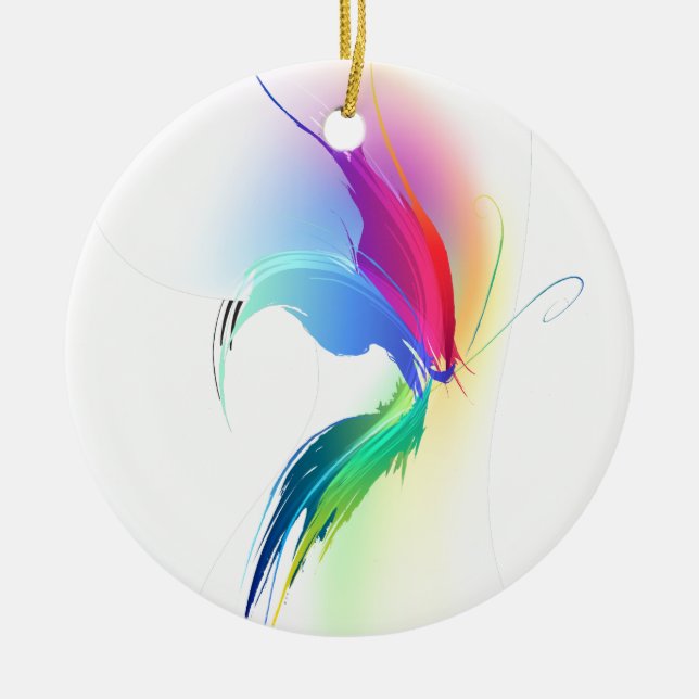 Abstrakt Paint Splatter Butterfly Julgransprydnad Keramik (Framsidan)