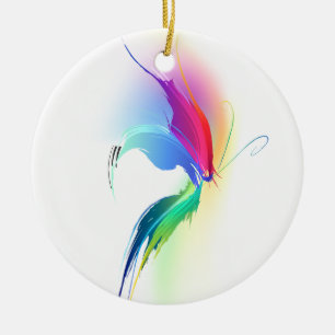 Abstrakt Paint Splatter Butterfly Julgransprydnad Keramik