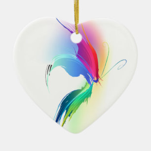Abstrakt Paint Splatter Butterfly Julgransprydnad Keramik