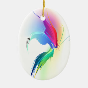 Abstrakt Paint Splatter Butterfly Julgransprydnad Keramik