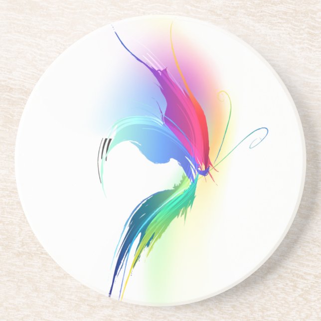 Abstrakt Paint Splatter Butterfly Underlägg Sandsten (Framsidan)