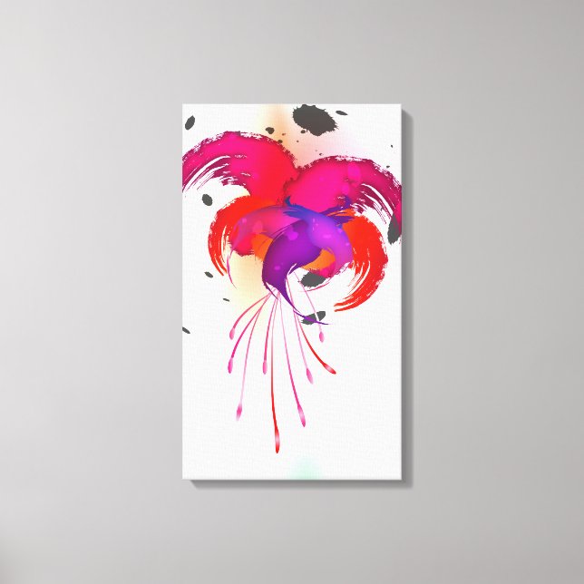 Abstrakt Paint Splatter Fuchsia Canvastryck (Framsida)