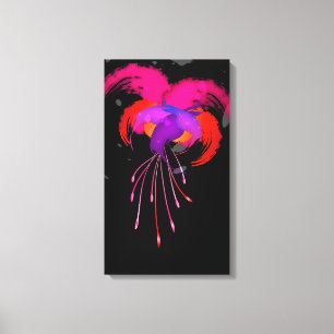Abstrakt Paint Splatter Fuchsia på svart Canvastryck