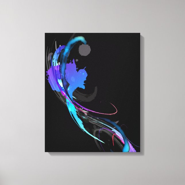 Abstrakt Paint Splatter God morgon Glory på Black Canvastryck (Framsida)