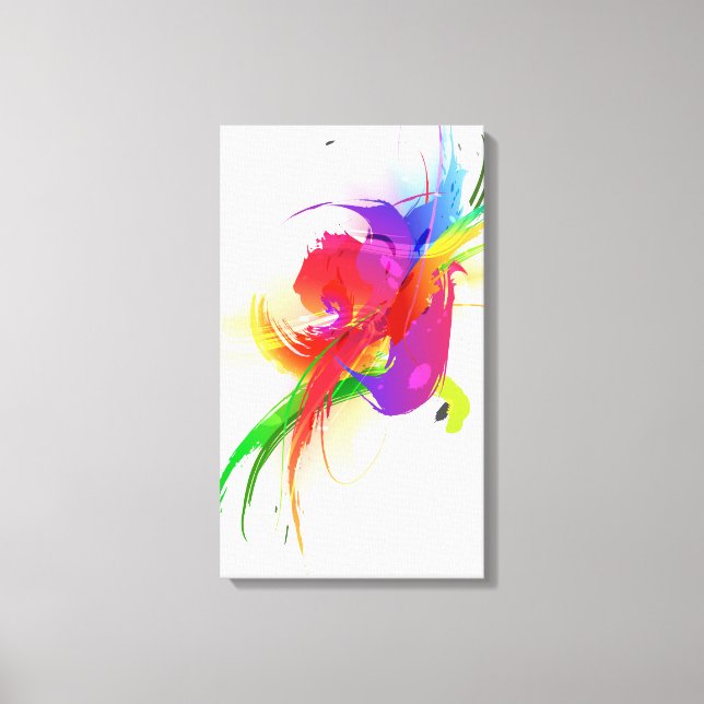 Abstrakt Paint Splatter Rainbow Lorikeet Canvastryck (Framsida)