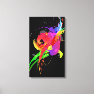 Abstrakt Paint Splatter Rainbow Lorikeet on Black Canvastryck
