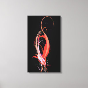 Abstrakt Paint Splatter Rosa Flamingo på bBlack Canvastryck