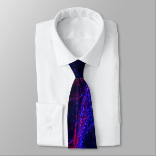 Abstrakt Paint Stänk Red Blue på Black Neck Tie Slips