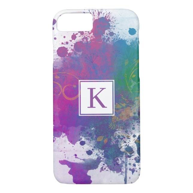 Abstrakt Paint Stänk & Swirls, Enkelt Monogram Case-Mate iPhone Skal (Baksida)